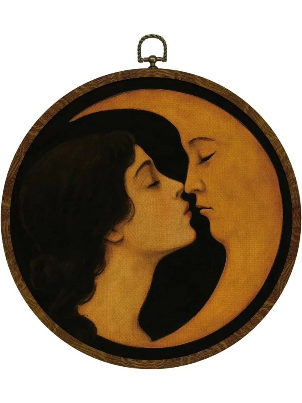 Romantic Moon & Girl Wall Art - Vintage Celestial Canvas Print for Dreamy Decor